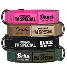 Custom Tactical Pet Dog Collars Military Heavy Duty wtih Name Phone ID Stickers