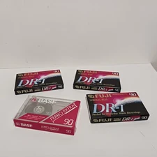 Fuji DR-I 90 Minute Blank Audio Cassette Tapes Lot of 3 Normal Bias New + 1 Basf