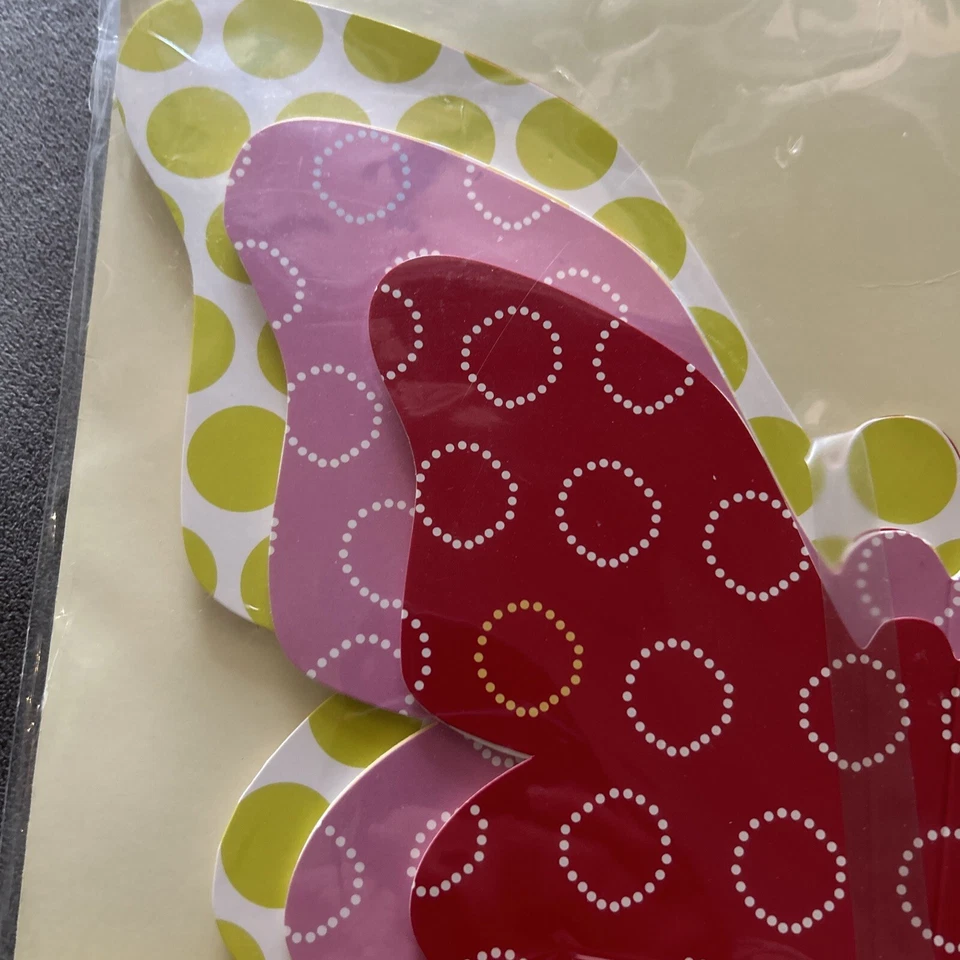 NEW Pottery Barn Kids 12 Paper Butterflies Wall Nursery Decor Pink, Red, Green - Image 4 of 4