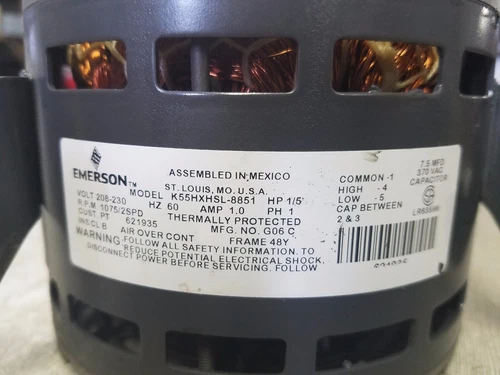 EMERSON K55HXHSL-8851 1/5 HP 230V 1075 RPM BLOWER MOTOR