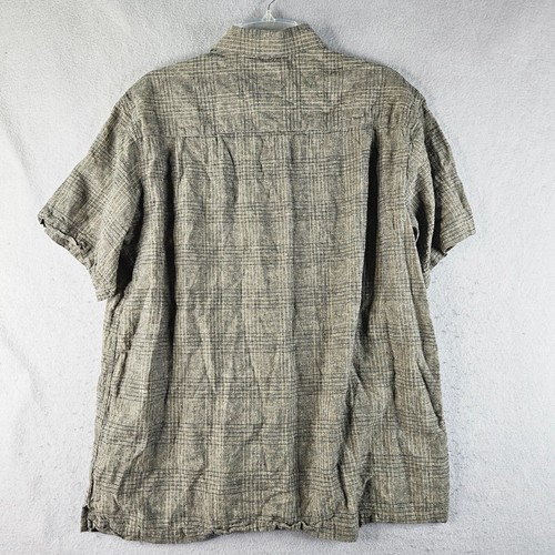 Marc Edwards Shirt Mens Extra Large Plaid Washable Linen Blend Camp resort Vacay - Picture 7 of 7