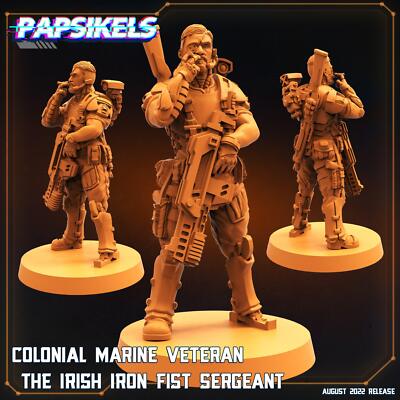 3D Printed Papsikels Sci-FI Colonial Marine Veteran The Irish Iron Sergeant