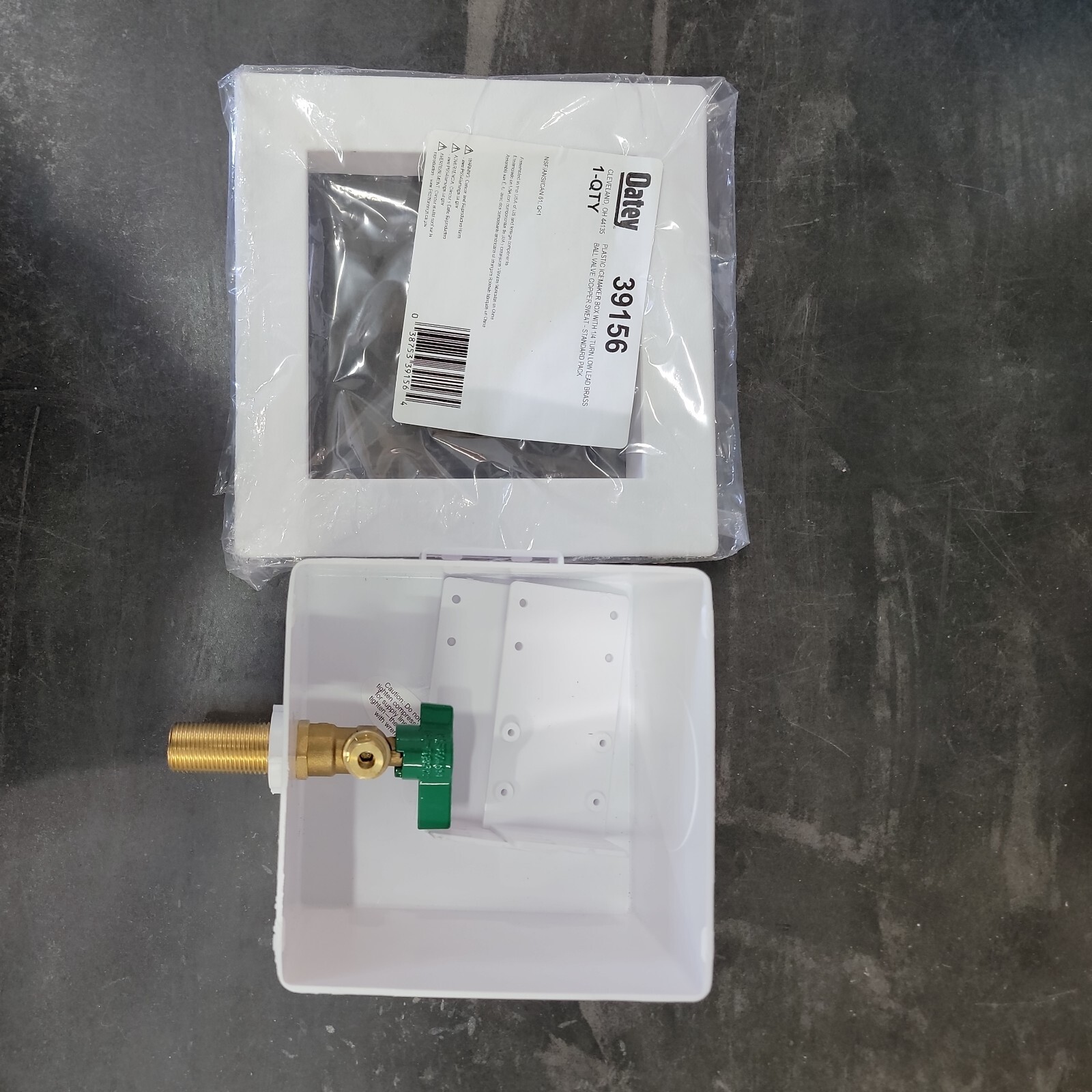 Oatey 39156 Square Plastic Ice Maker BOX Outlet with Brass Ball Valve