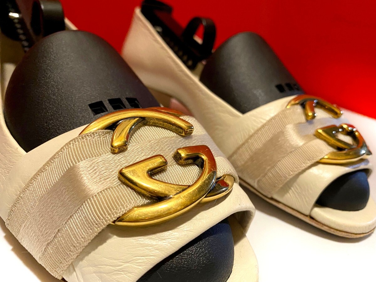 GUCCIサイズ38 $739.00 !! GUCCI WOMEN'S OFF WHITE LEATHER GG GOLDEN BITS