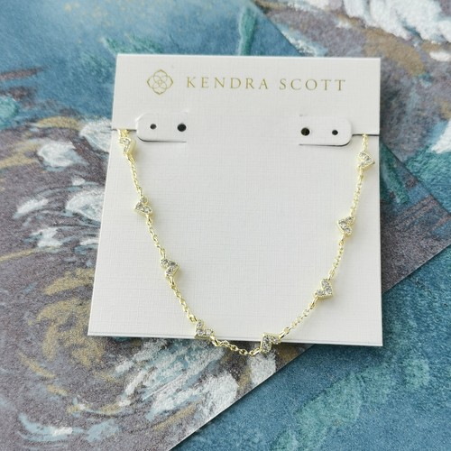 Kendra Scott Haven Heart Gold Strand Necklace White Crystal
