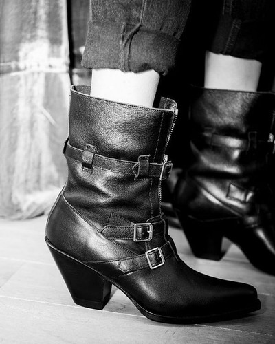 New Auth CELINE Paris HEDI SLIMANE Black Leather BERLIN Ankle Boots EU-35 US-5 - 第 3/12 張圖片