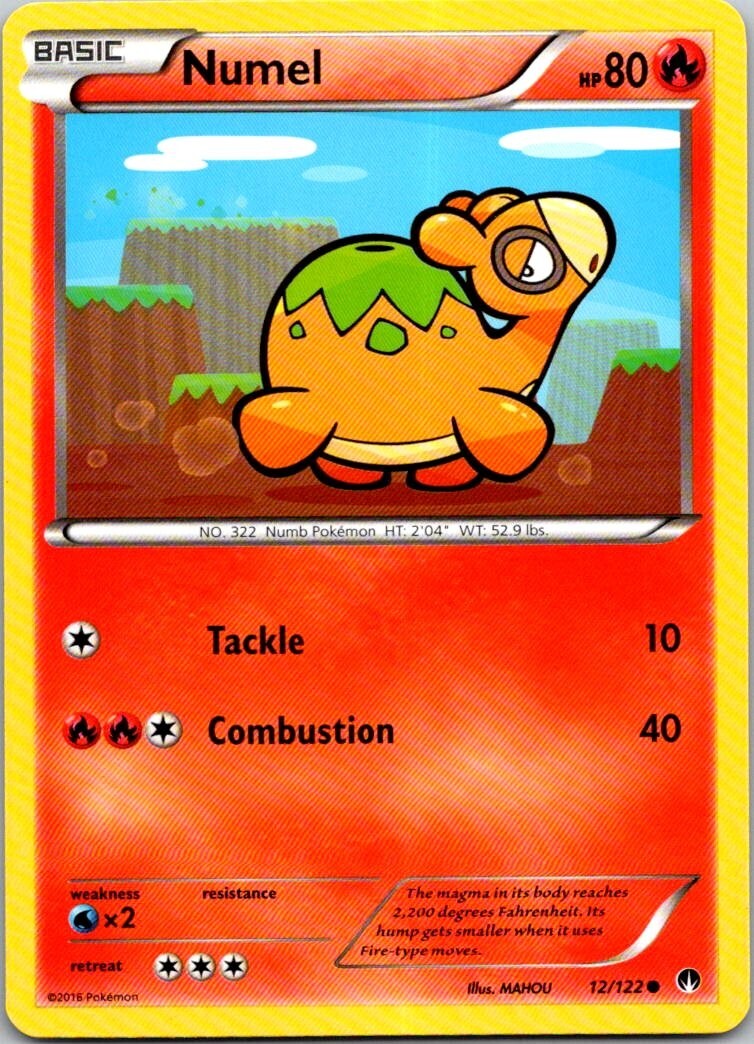 2016 Pokemon Breakpoint Numel #12 Non-Holo Gaming Card
