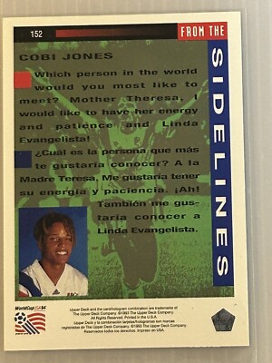1993 Upper Deck World Cup soccer #152 COBI JONES From The