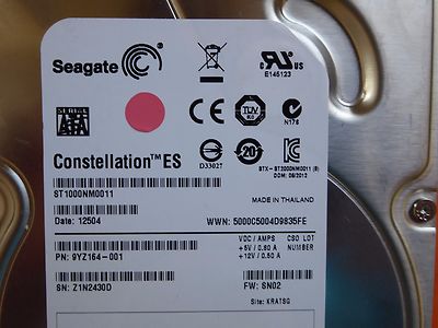 1 TB Seagate ST1000NM0011 | PN: 9YZ164-001 | FW: SN02 | Z1N | KRATSG