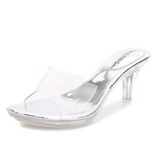 Summer Women's Clear High Mid Heel Sandals PVC Platform Shoes Slipper Slide Hot