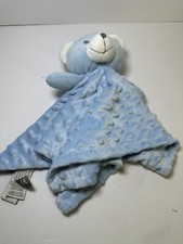 Kids Baby Boys Blue Minky Dot Bear Lovey Blue Plush Security Blanket Soft