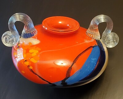 loan nemtoi vase ヴィンテージARTGLASS IOAN Nemtoi Hand-blown Studio Art Glass Red Vase Signed | eBay