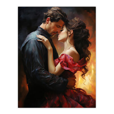 The Embrace Ölgemälde Liebhaber leidenschaftlicher Flamenco Tanz Wandkunst Posterdruck