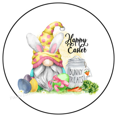 30 HAPPY EASTER GNOME ENVELOPE SEALS LABELS STICKERS PARTY FAVORS 1.5''