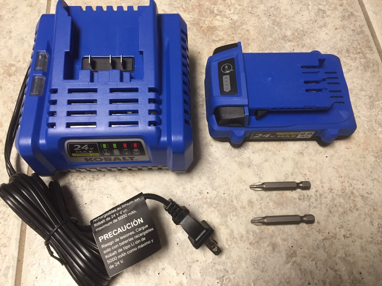 Kobalt 24v Max 2Ah lithiumion Battery KB 22403 & Charger KRC 249003