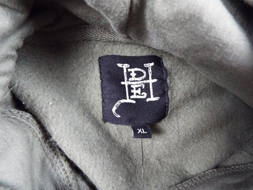 ED HARDY Sudadera con Capucha Para Hombres XL Verde Oliva Pullover Forrado de Vellón Bolsillo Canguro - Imagen 8 de 12