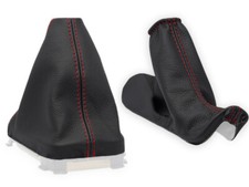 SCHALTMANSCHETTE HANDBREMSSACK FUR VOLVO XC70 FL 2005-2007 LEDER NAHT ROT