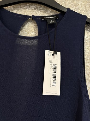 Ladies Karen MiIllen Navy Summer Knit Racer Maxi Dress Size M - Picture 4 of 10