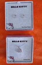 Hello Kitty matching Necklace  Earrings SILVER Crystals New in Box 