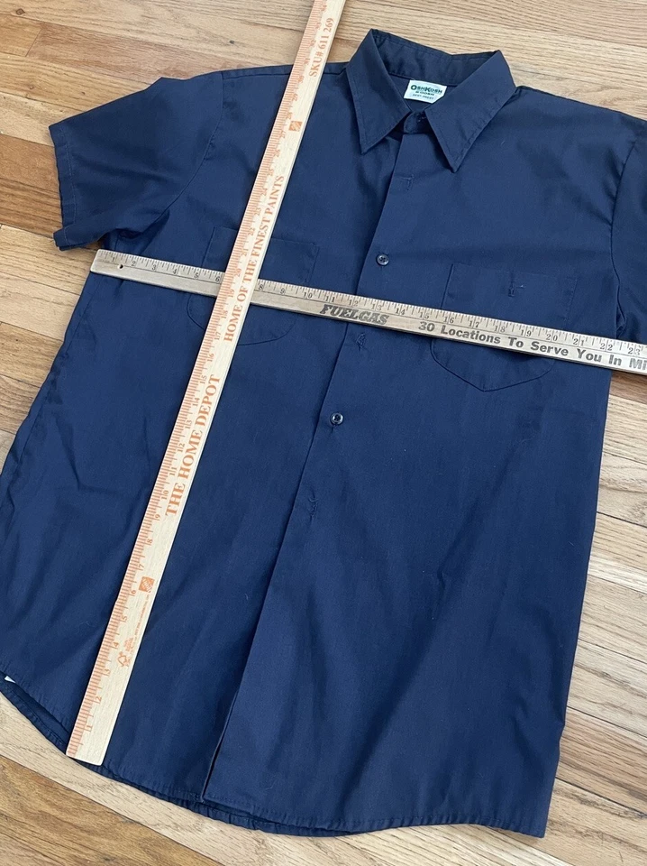 Camisa de Trabajo Uniforme Vintage Años 70 OshKosh B'Gosh Best-Prest Azul Polialgodón Grande Foto 3 de 3