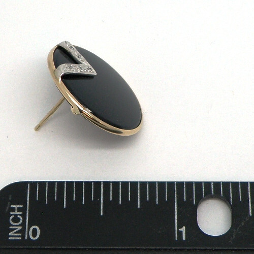 Ohrstecker 14 Karat bicolor Gold Onyx und Diamant - Bild 6 von 6