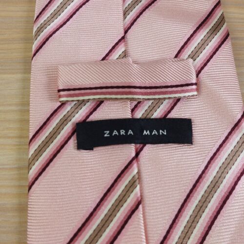 Corbata ZARA Cuello Rosa Rayas Clásica Hombres Regimiento Repp Ligera Clásica Elegante Básica - Imagen 4 de 12