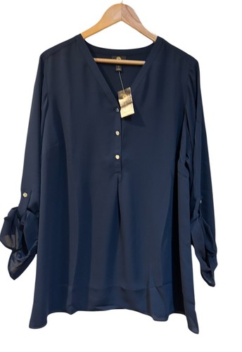 JM Collection dunkelblaues Top Übergröße 2X neu mit Etikett