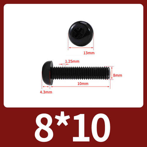 Viti macchina testa tonda Phillips nylon nero testa tonda bulloni M6-M8 L:8-60 mm - Foto 21 di 31