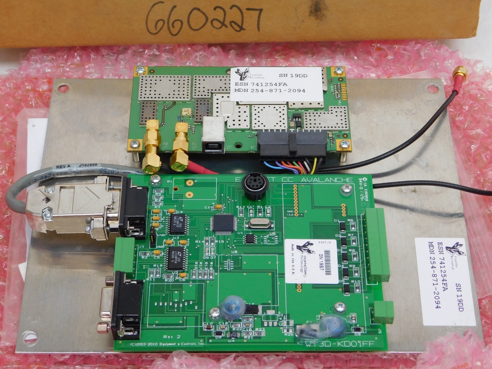 USED CRYSTALLINE TECHNOLOGY 660227 SATELLITE SUB-ASSEMBLY 1720 SN
