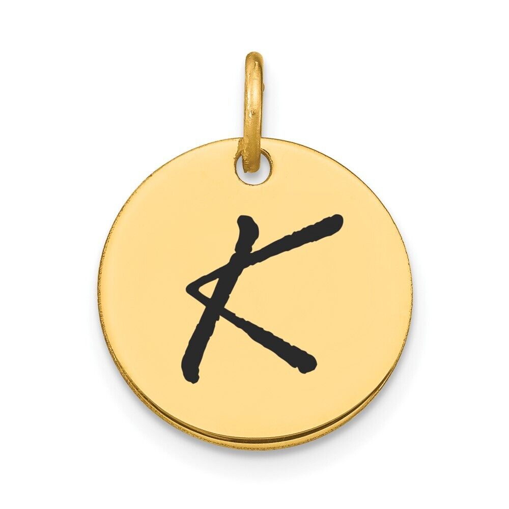 Antiqued Finish Sterling Silver Letter K Disk Charm Antiqued Finish Sterling Silver Letter K Disk Charm