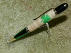 Green Shamrock Twist Pen with Shamrocks Mounted on Curly Maple Body & Green Ends — photo 3