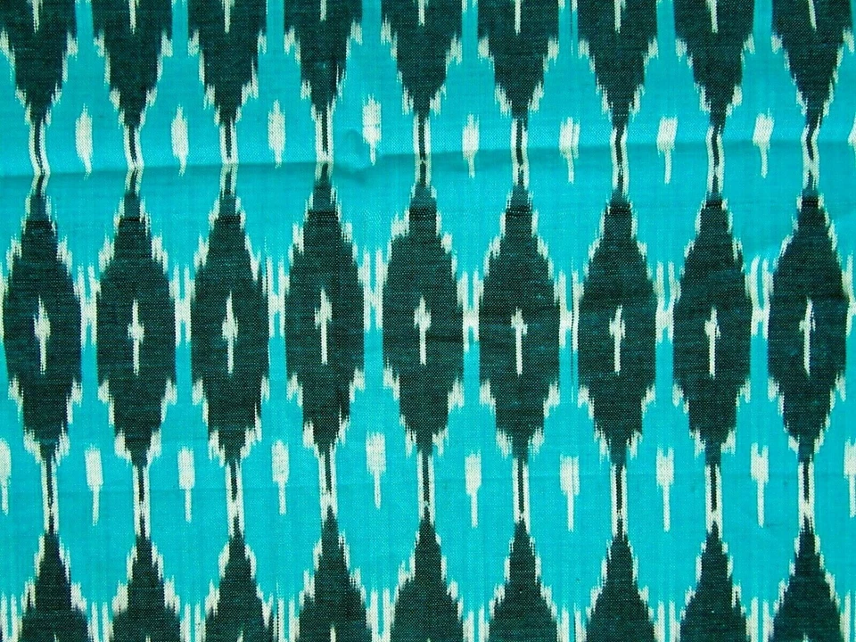 Artisan Ikat Fabric Washed Cotton Light Weigh Hand Woven & Dyed W42" India - Image 2 of 3