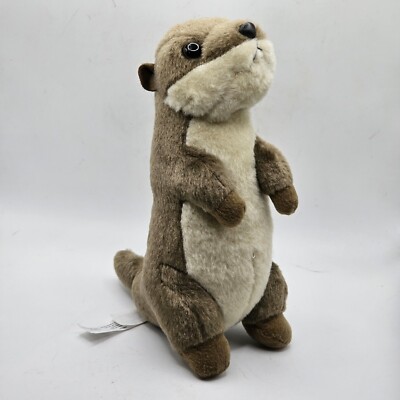 The Petting Zoo Standing Brown & White Otter Plush Realistic Stuffed Animal 8''