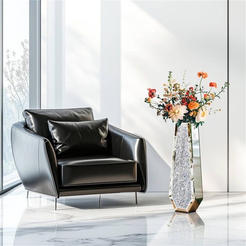 Groß Blumenvase Höhe 68 cm Funkelnde Verspiegelte Kristallvase Vase, Wohnzimmer - Bild 13 von 26