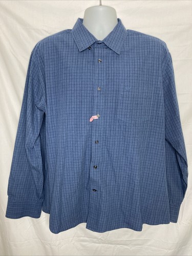 Dockers Button Shirt Men's 2XL Blue Plaid Long Sleeve - Picture 2 of 9