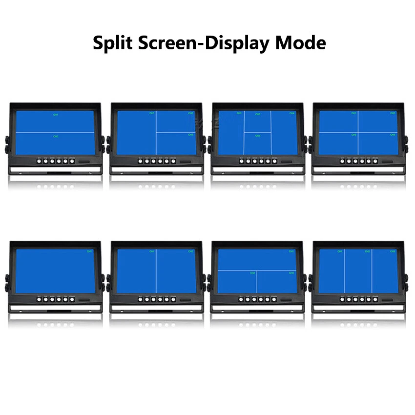 9" Quad Monitor Split Screen 4ch Video in 12-36v For Truck Trailer Caravan RV - Image 2 of 4