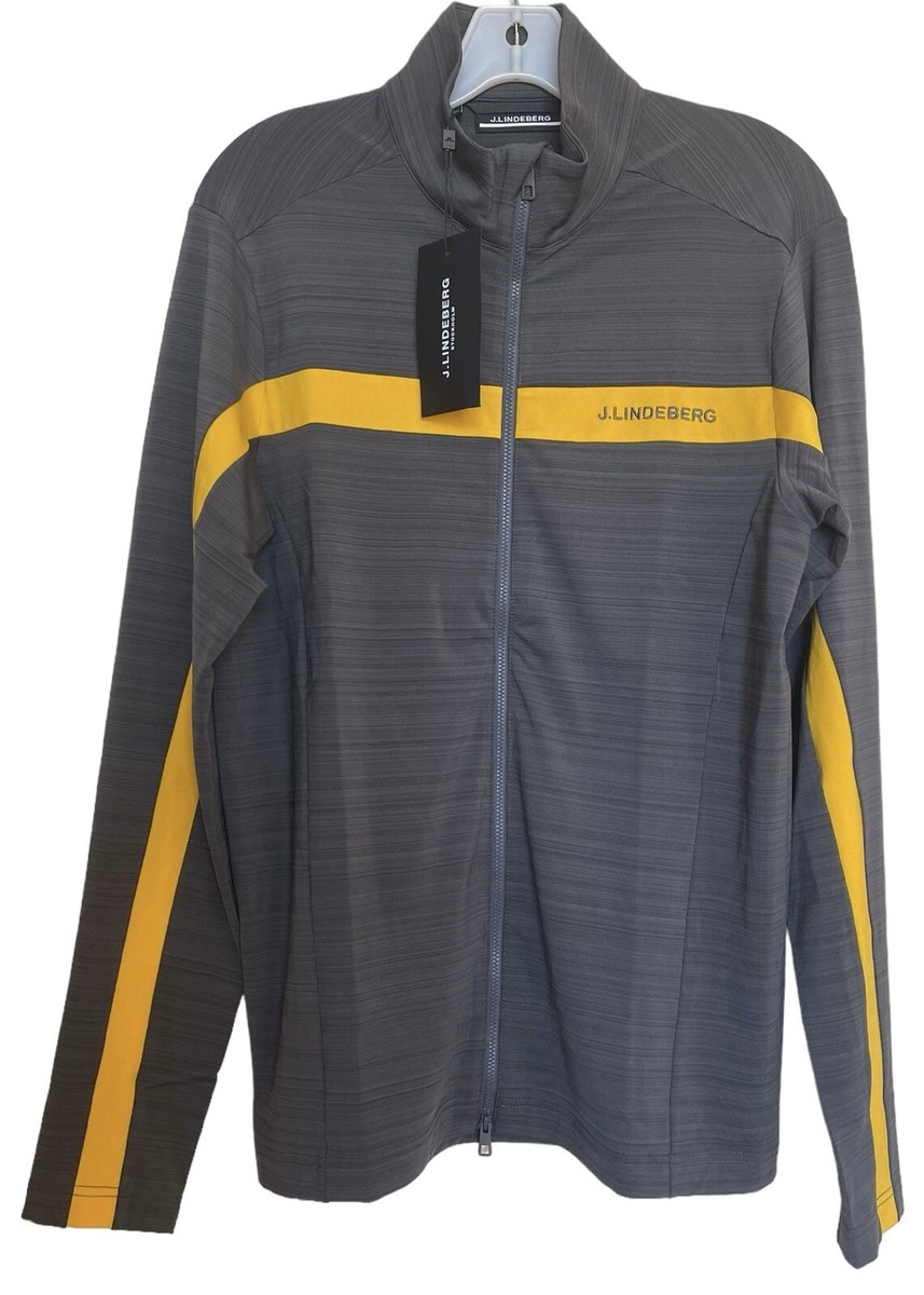 J Lindeberg Golf Jacket Mens Size Medium M Gray Yellow Saks Jarvis