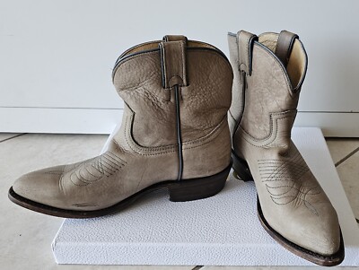 FRYE Moto Grey Biker Engineer Boots F973 Leather Mens Size D EUC