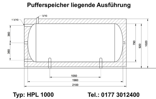 Pufferspeicher Liegend 500 bis 1000 l  1 & 2 WT Solarspeicher mit Isolierung - Bild 1 von 4