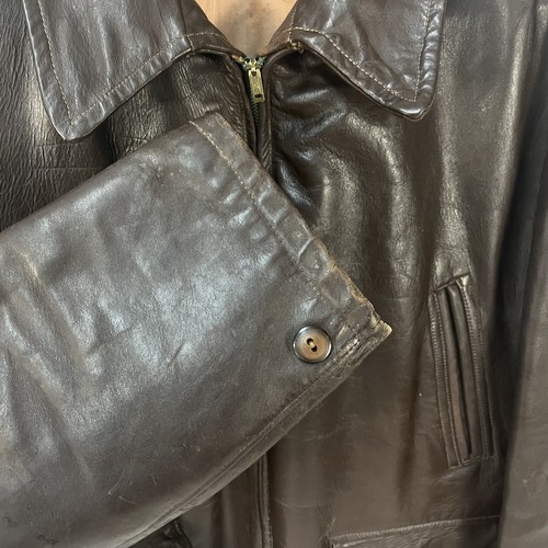 VINTAGE 50S HERCULES SEARS ROEBUCK BROWN HORSEHIDE LEATHER JACKET 44 USA - Picture 3 of 8