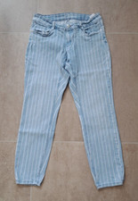 Gr. 40 Damen Frühjahr Sommer Hose Sommerjeans Ankle Knöchel mittelblau gestreift