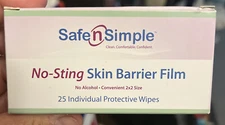 Safe n' Simple Skin Barrier Wipes, No-Sting Ostomy Care Barrier Film Wipes, 25 x
