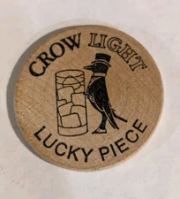 Old Crow Light Lucky Piece Vintage Wood Wooden Nickel Indian Token