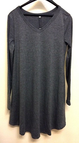 Qixing Damen Tunika Kleid grau Größe L - Bild 2 von 8