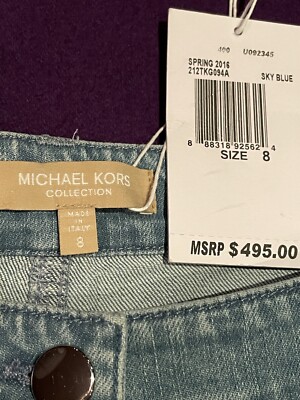 NWT Originally $495 michaell Kors collection denim sky blue Jeans