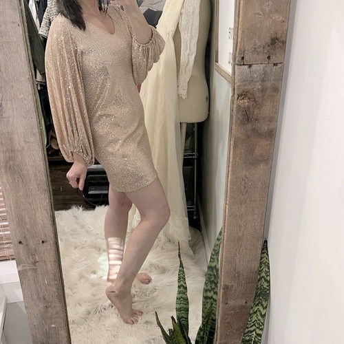 Vestido de fiesta Vine & Love champagne oro rosa lentejuelas talla pequeña nuevo con etiquetas - Imagen 3 de 10