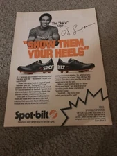 Vintage 1980 O.J. SIMPSON SPOT-BILT FOOTBALL SHOES SPIKES Print Ad