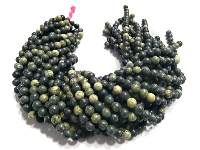 Russian Serpentine Round Ball Smooth 8mm Gemstone Plain Beads 14''Inch 1 Strand