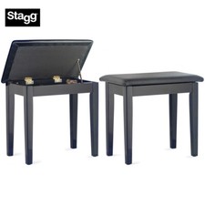 Stagg PBF23-BKP-SBK High Gloss Piano Bench Vinyl Top with Storage Compartment