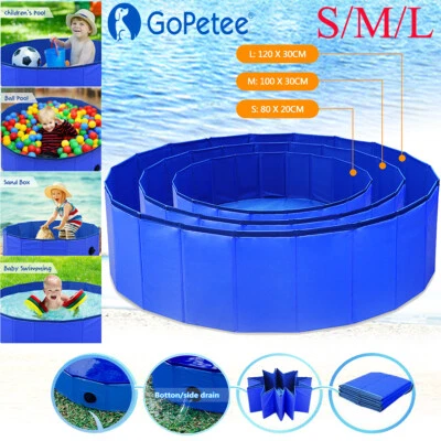GOPETEE Hundepool Hunde Swimmingpool Schwimmbecken Planschbecken Faltbar Ø80/100/120cm